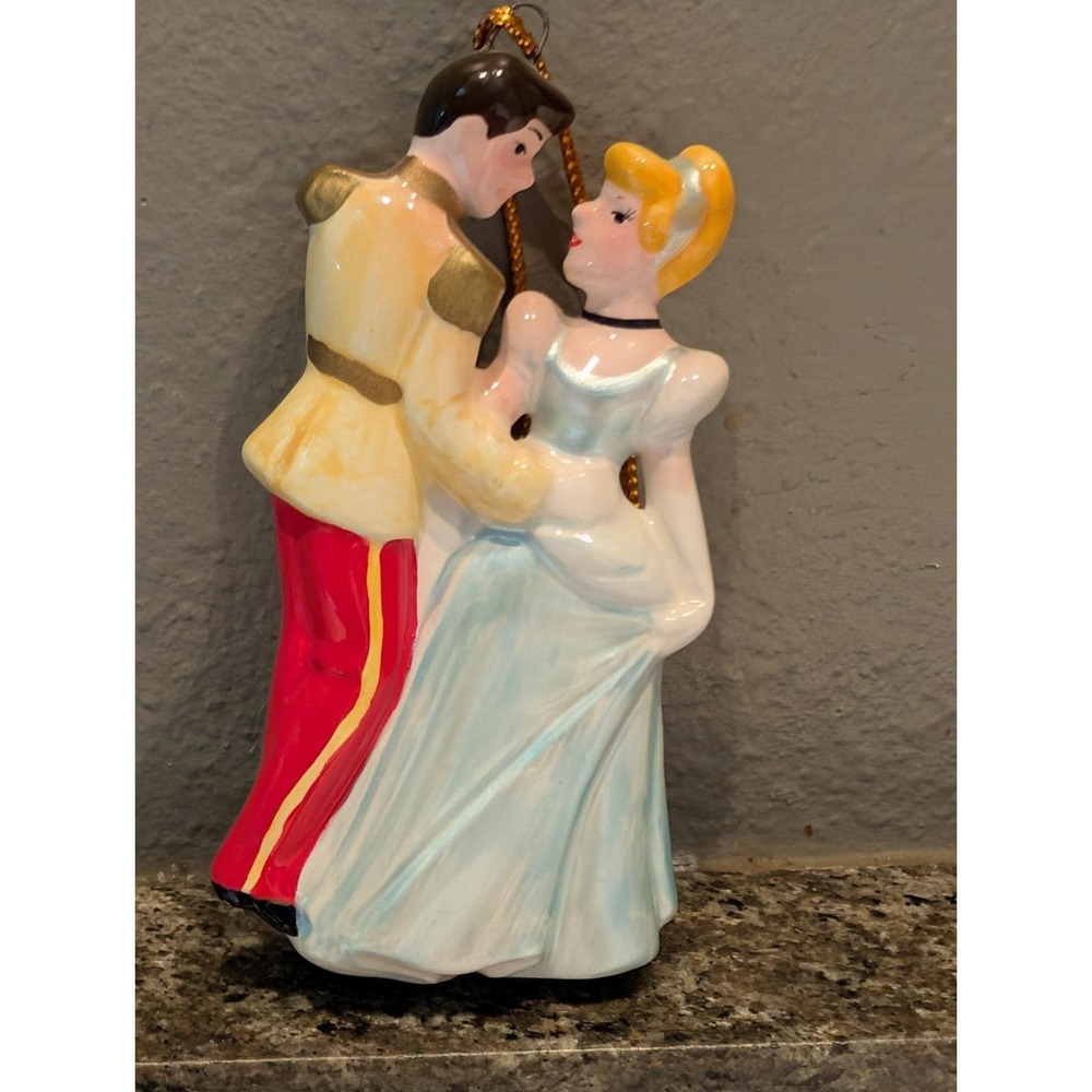 Vintage Disney Cinderella Prince Charming Dancing Porcelain Ornament 3" Small